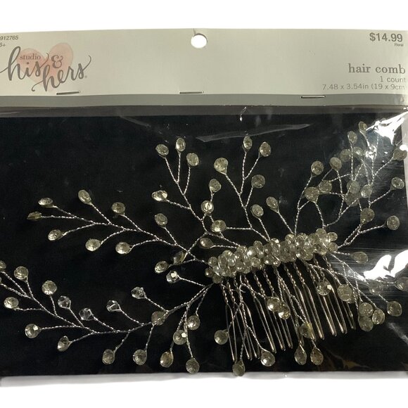 Studio His & Hers Decorative Hair Comb Crystal Accents Bridal Wedding Style - Picture 2 of 5